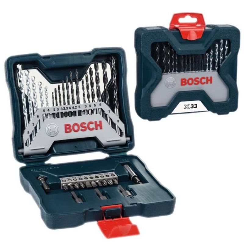 Bosch logo on two drill bit sets, one open, one closed